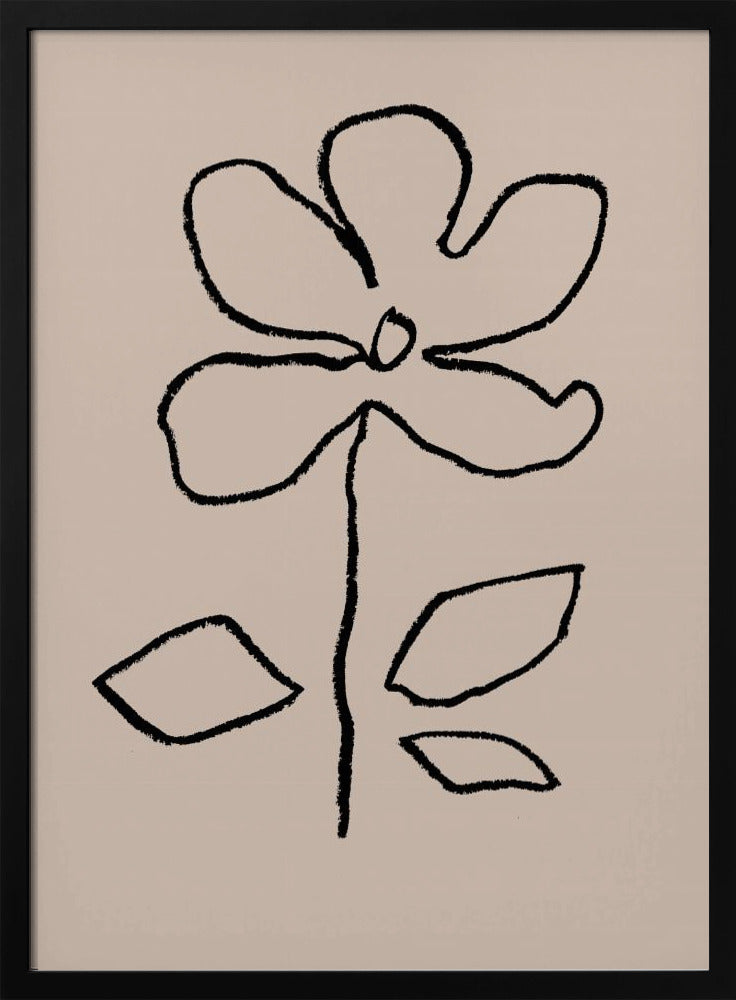 Oil Pastel Flower Black | Poster