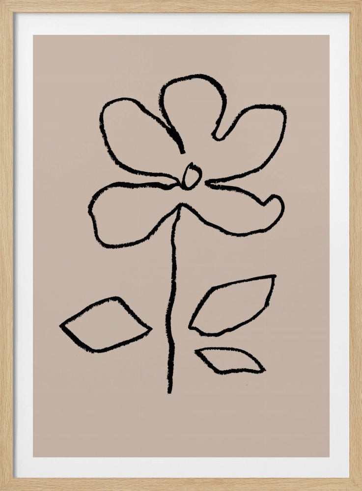 Oil Pastel Flower Black | Poster