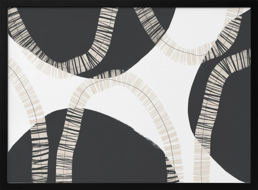 Black Shapes Interwoven With Textured | Poster