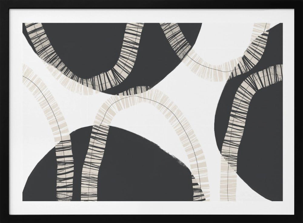 Black Shapes Interwoven With Textured | Poster
