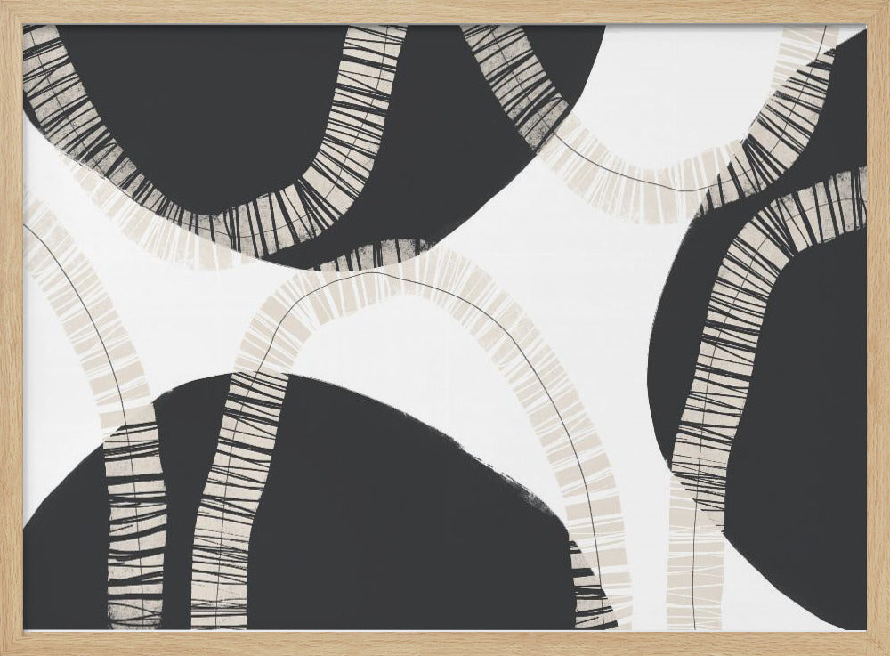 Black Shapes Interwoven With Textured | Poster