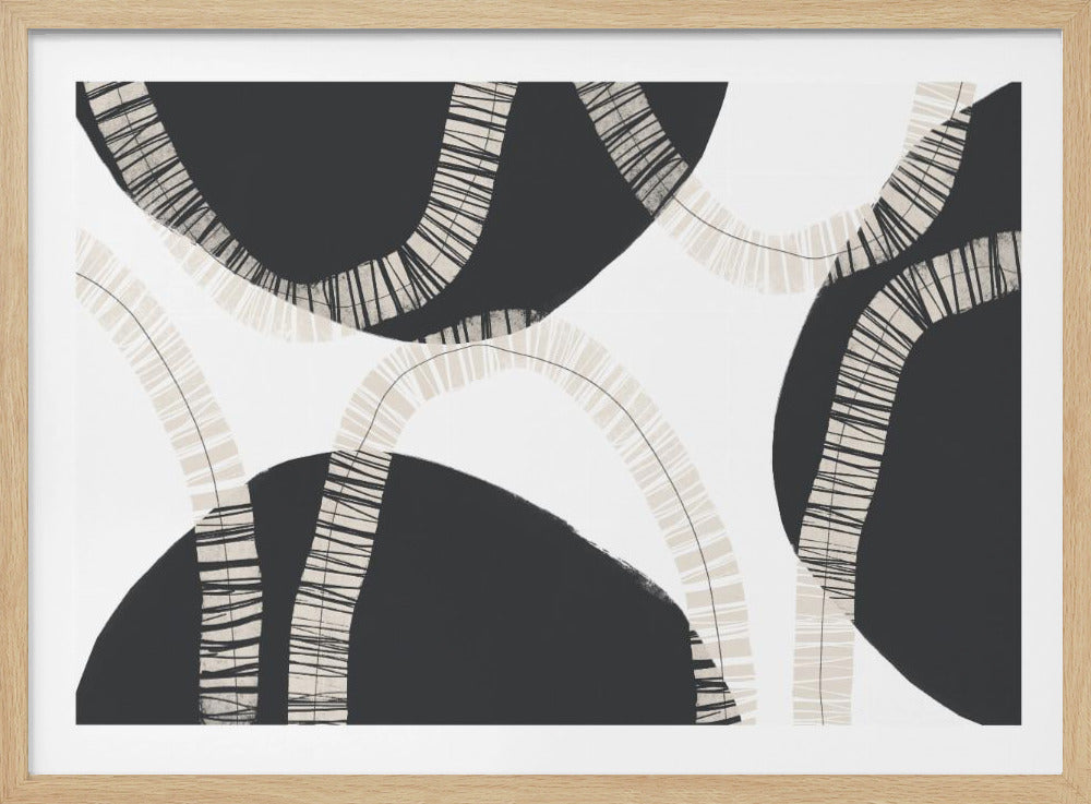 Black Shapes Interwoven With Textured | Poster