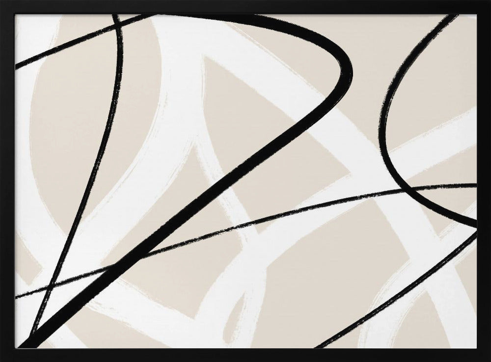 Black Lines On A Neutral Beige Background | Poster