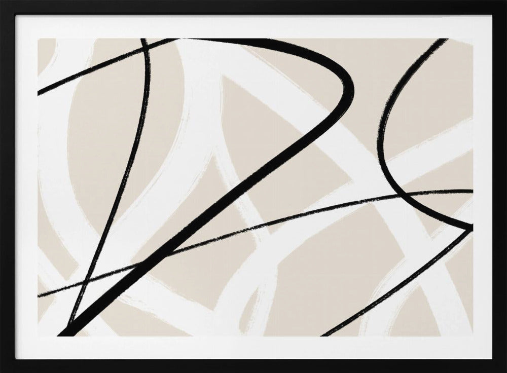 Black Lines On A Neutral Beige Background | Poster