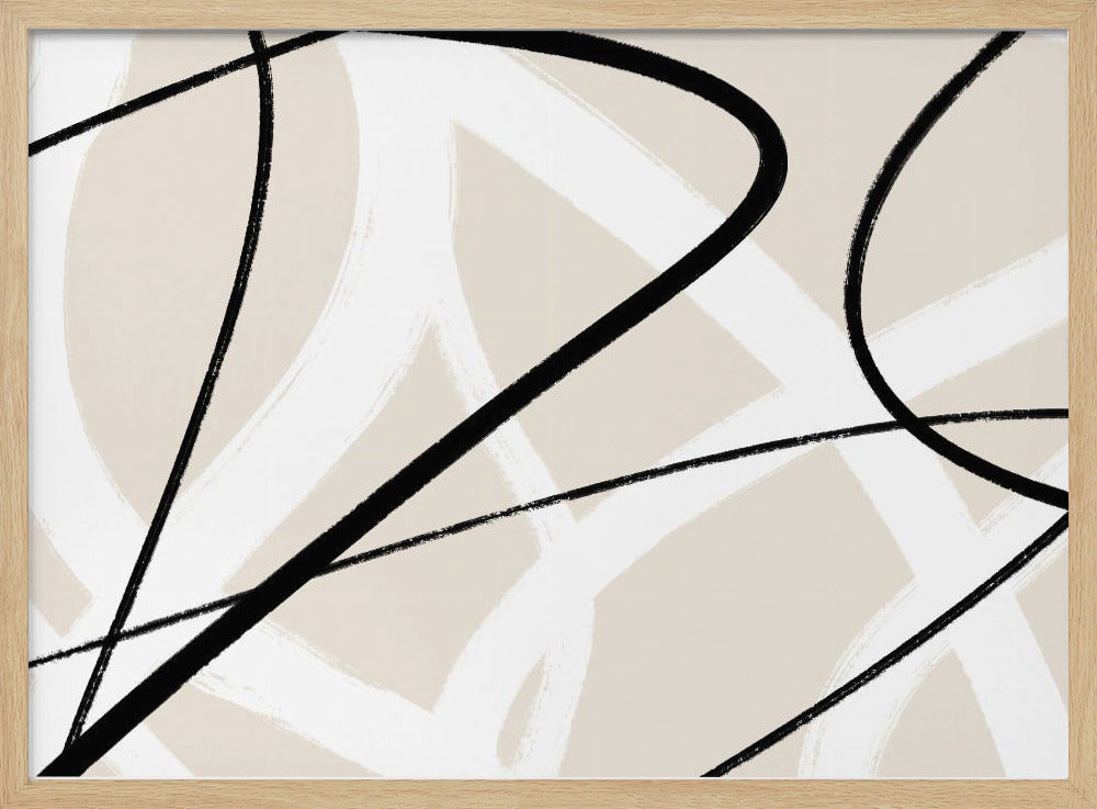 Black Lines On A Neutral Beige Background | Poster