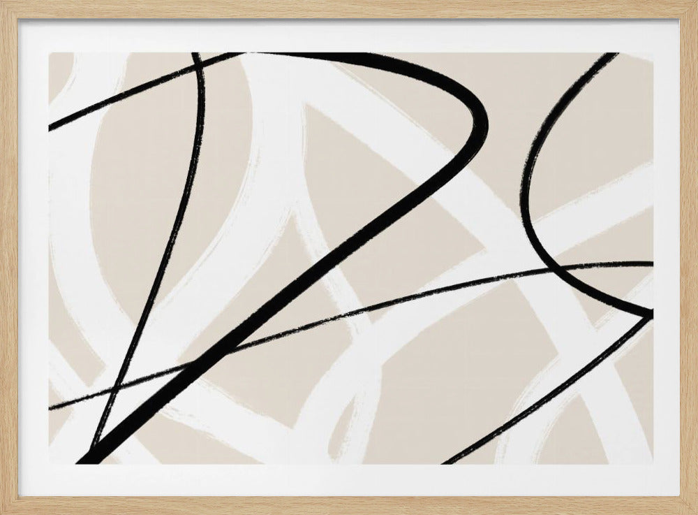 Black Lines On A Neutral Beige Background | Poster