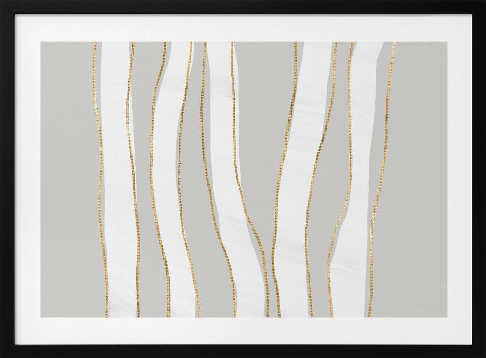 Gold And White Golden Waves | Poster
