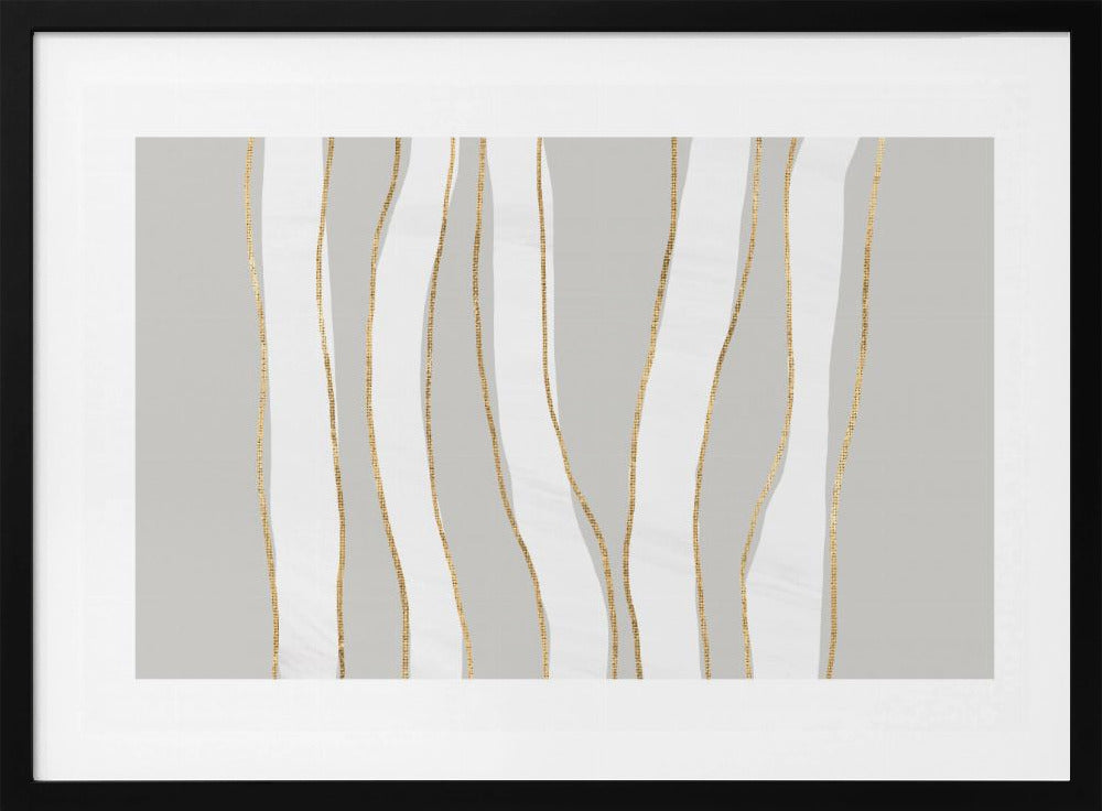 Gold And White Golden Waves | Poster