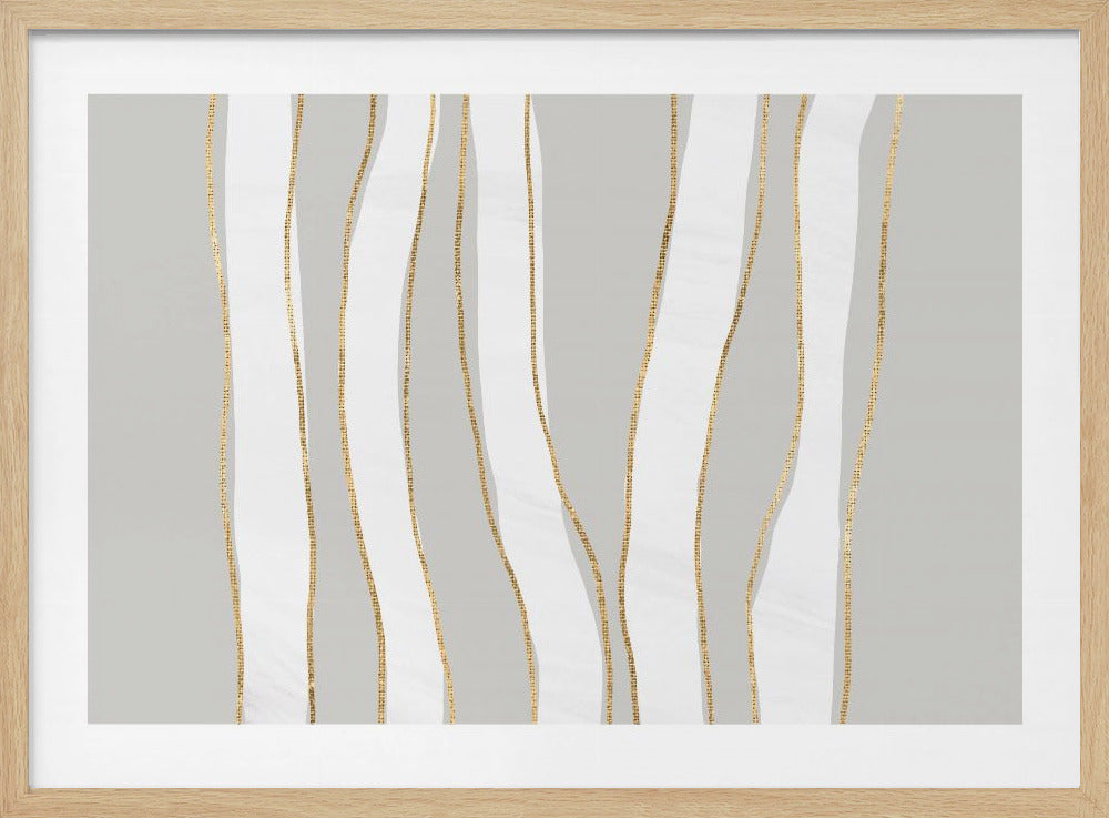 Gold And White Golden Waves | Poster