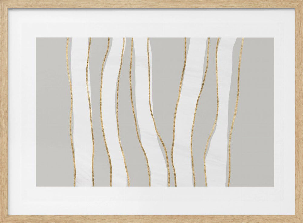 Gold And White Golden Waves | Poster