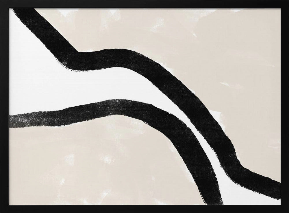 Black Curves On A Textured Beige Background | Poster