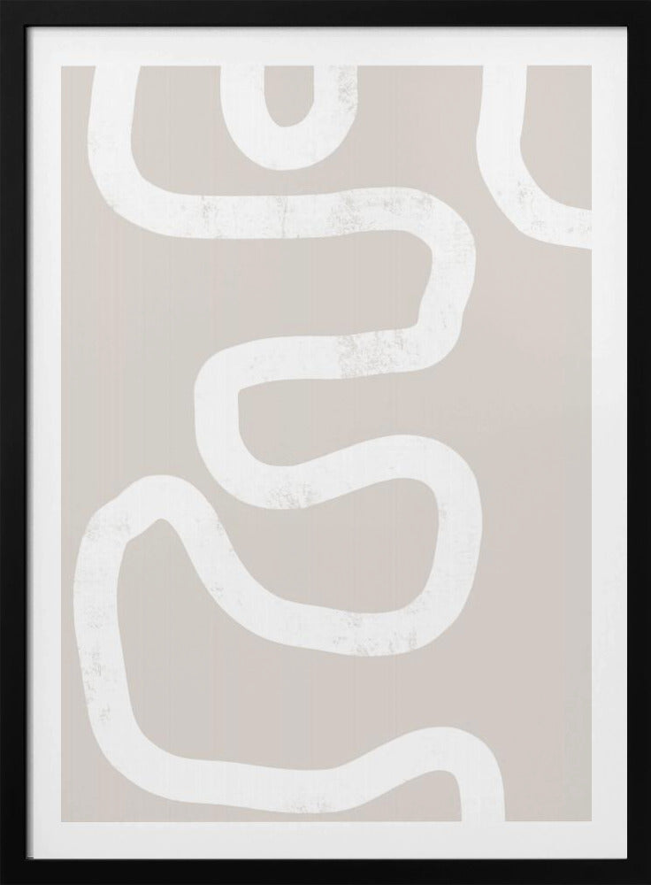 Fluid White Lines On A Beige Background | Poster