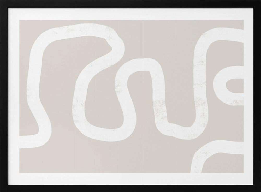 Fluid White Lines On A Beige Background | Poster