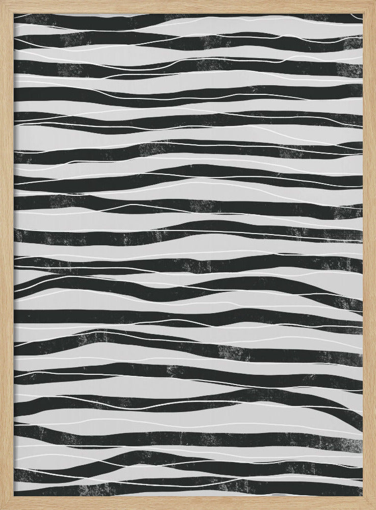 Black and White Waves Lines | Poster