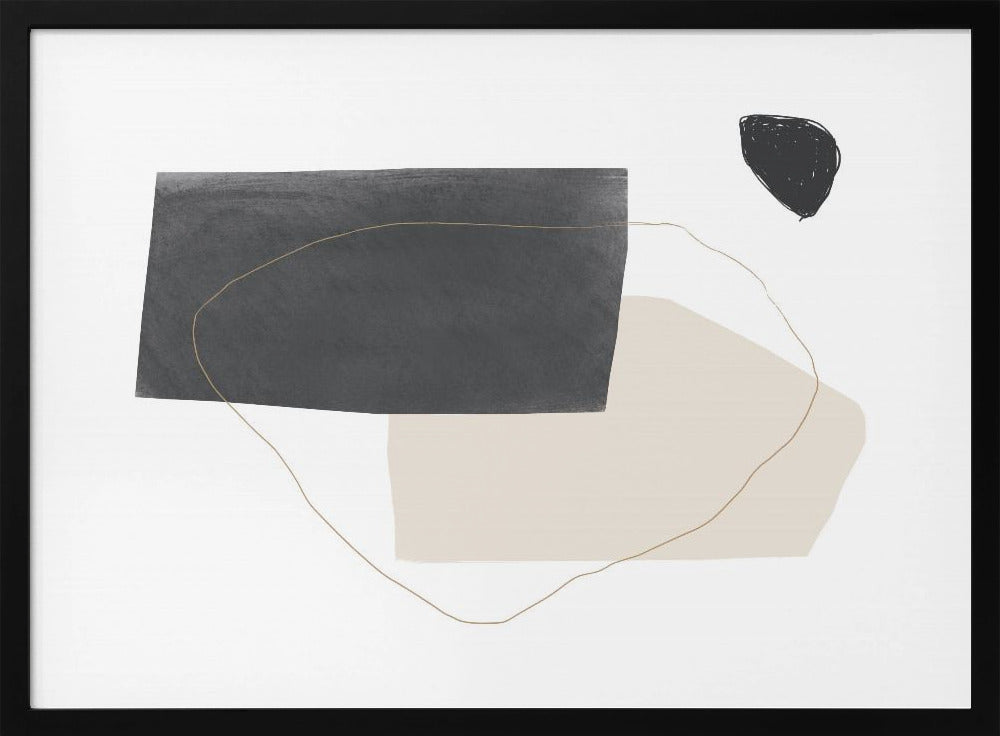 Geometric Shapes in Black Gray and Beige | Poster