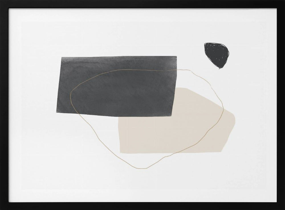 Geometric Shapes in Black Gray and Beige | Poster