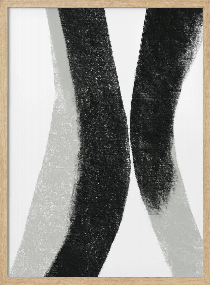 Black And Grey Strokes On A White Background | Poster