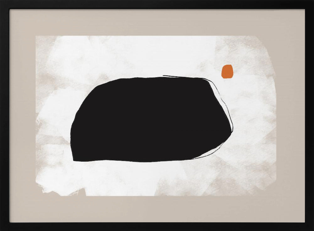 Black Shape On A Textured Beige Background | Poster