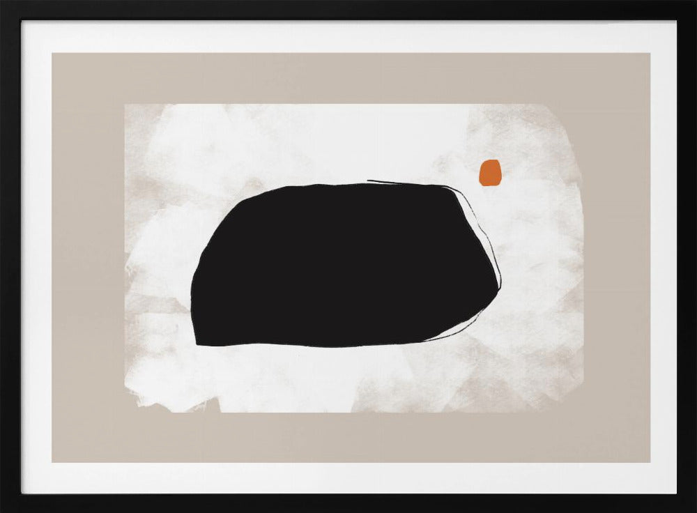 Black Shape On A Textured Beige Background | Poster
