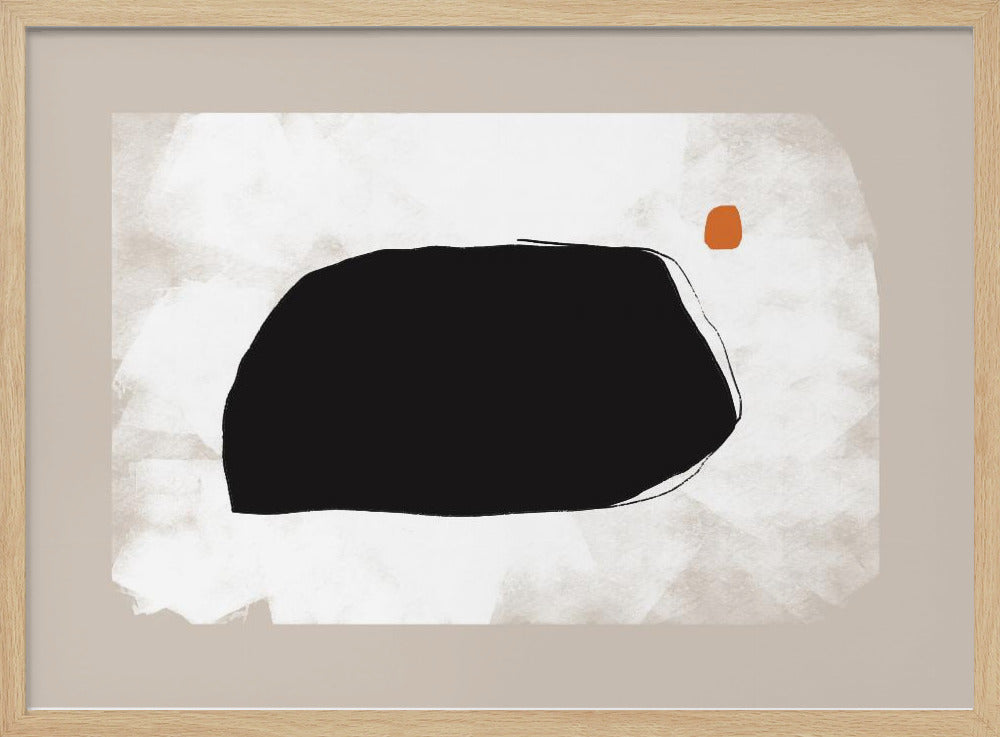 Black Shape On A Textured Beige Background | Poster