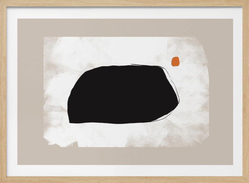 Black Shape On A Textured Beige Background | Poster