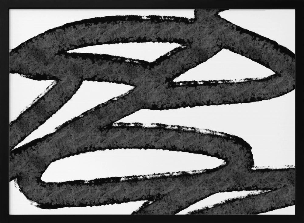 Black Brushstrokes On A White Background | Poster