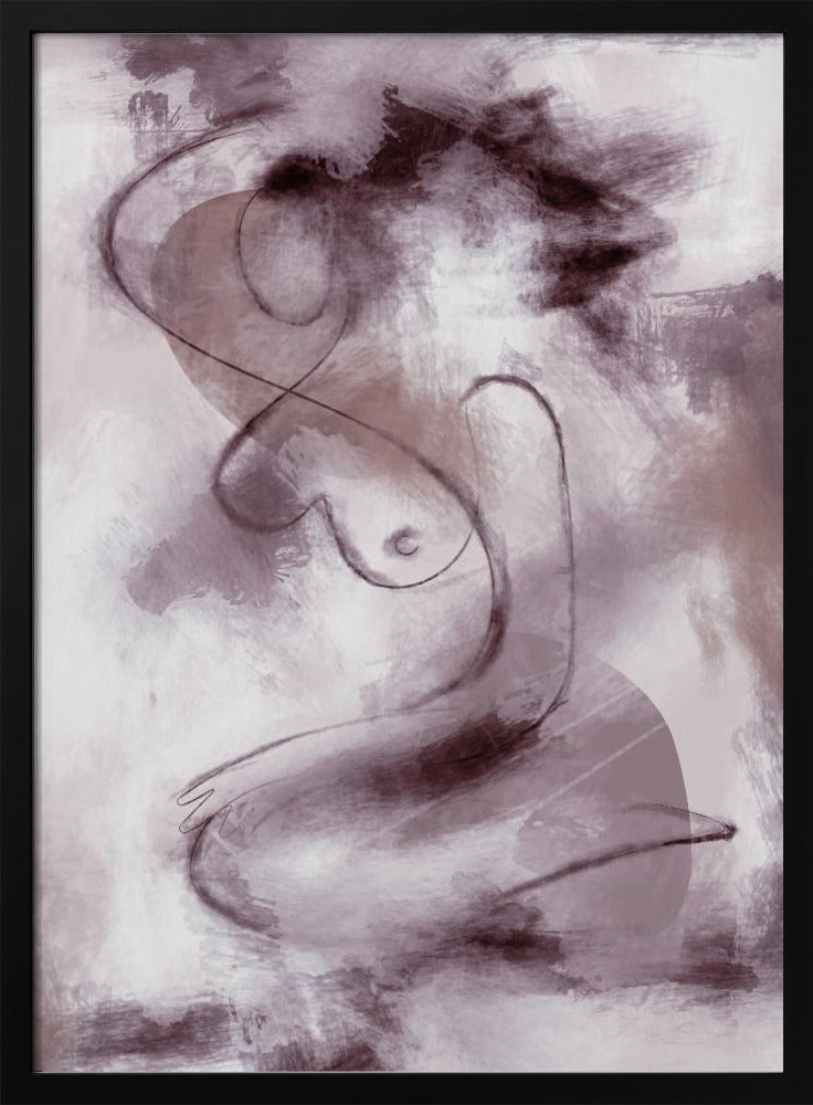 WOMAN FIGURATIVE ABSTRACT PAINTING PURPLE | Poster