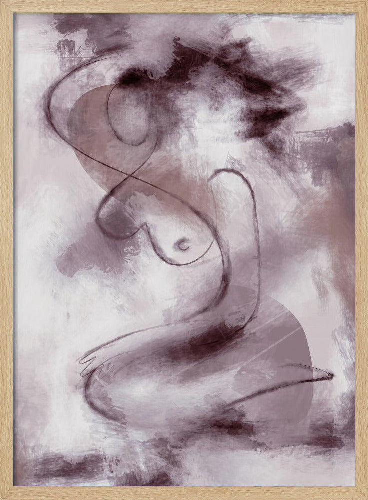 WOMAN FIGURATIVE ABSTRACT PAINTING PURPLE | Poster