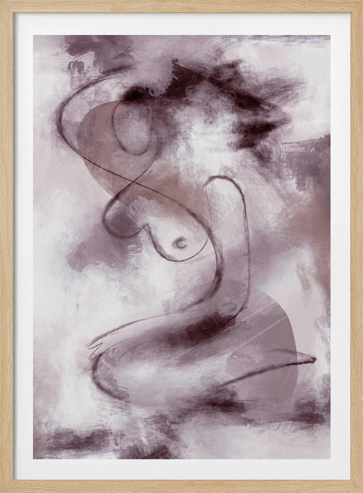 WOMAN FIGURATIVE ABSTRACT PAINTING PURPLE | Poster