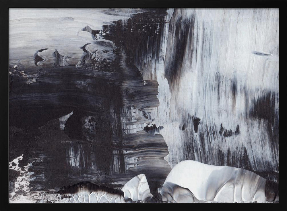 Dynamic Black And White Brushstrokes | Poster