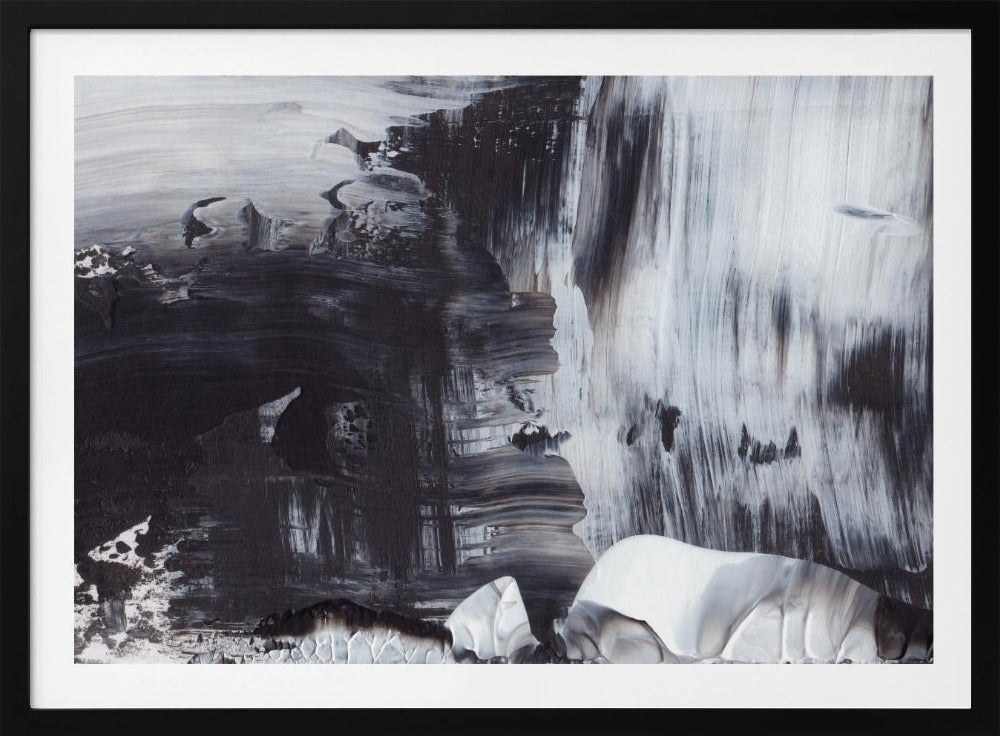 Dynamic Black And White Brushstrokes | Poster