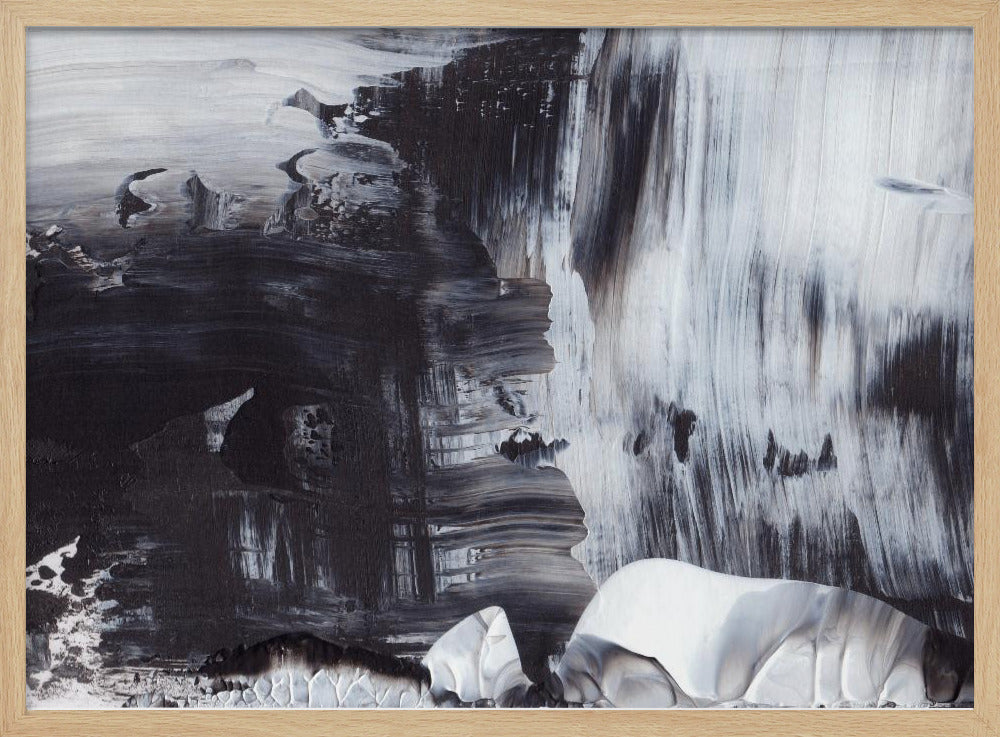 Dynamic Black And White Brushstrokes | Poster