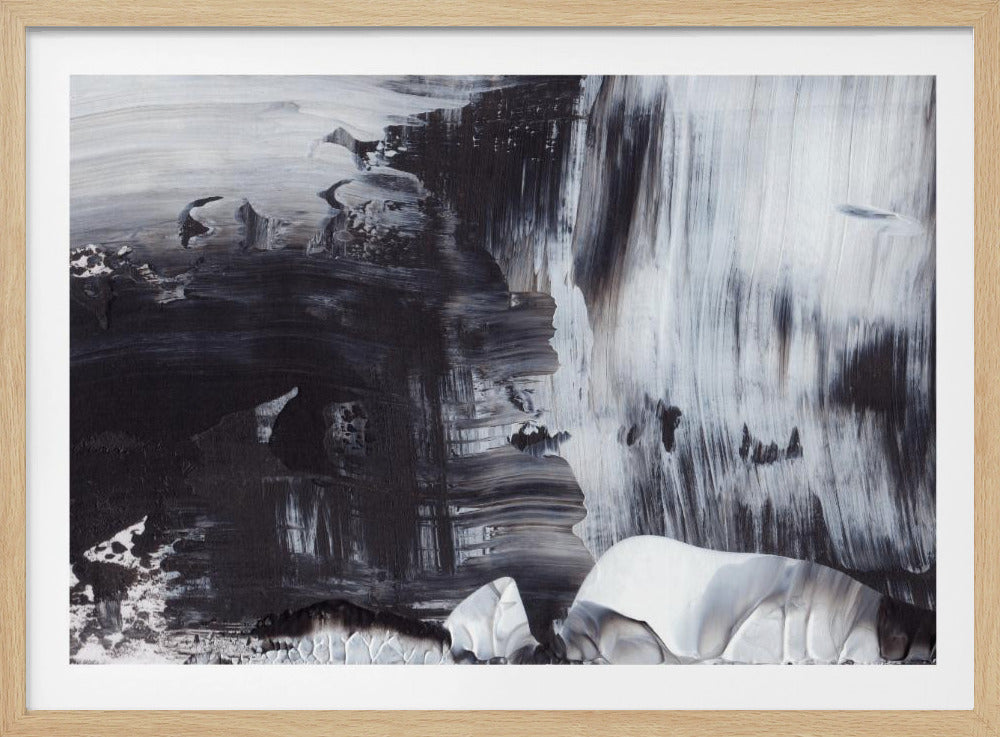 Dynamic Black And White Brushstrokes | Poster