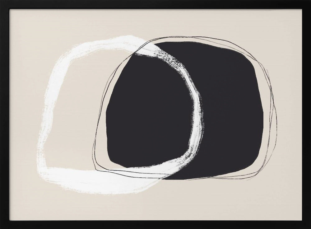 Overlapping Black And White Irregular Shapes | Poster