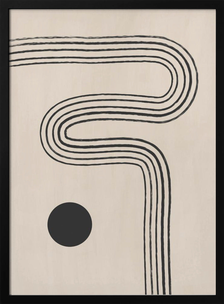 Black Curved Lines and a Circle | Poster