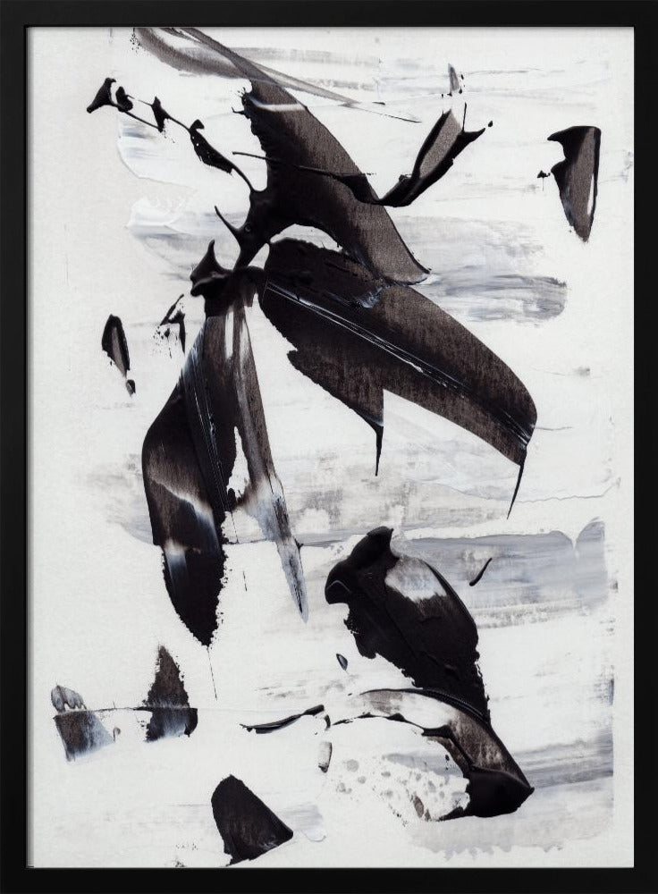 Monochrome Dynamic Brushstrokes | Poster
