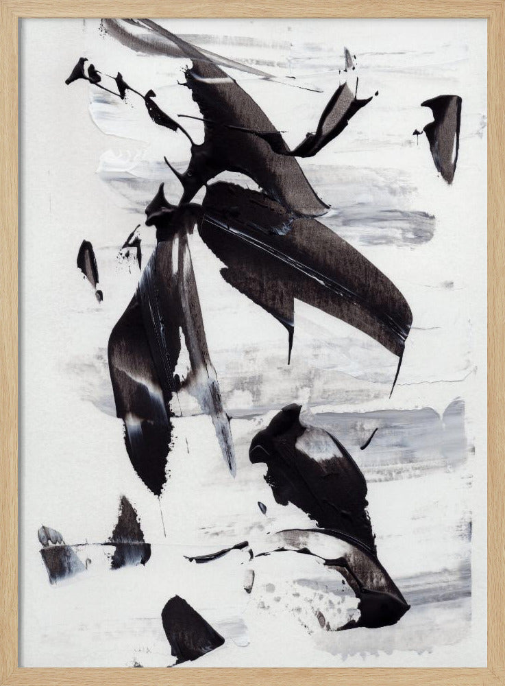 Monochrome Dynamic Brushstrokes | Poster