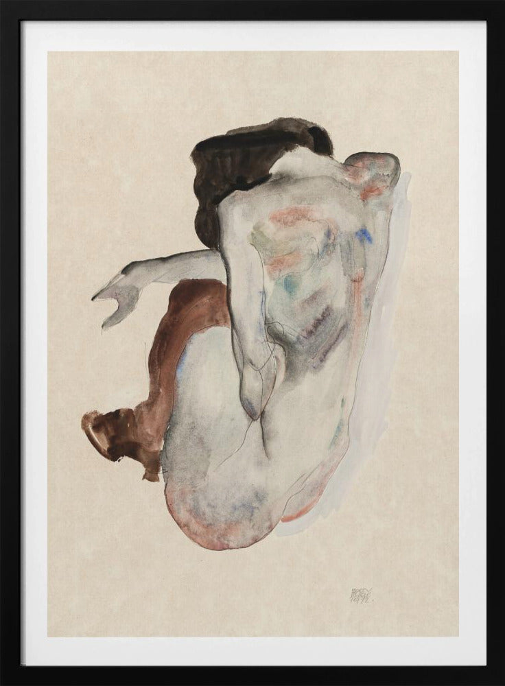 Crouching Nude In Shoes and Black Stockings 1912 | Poster