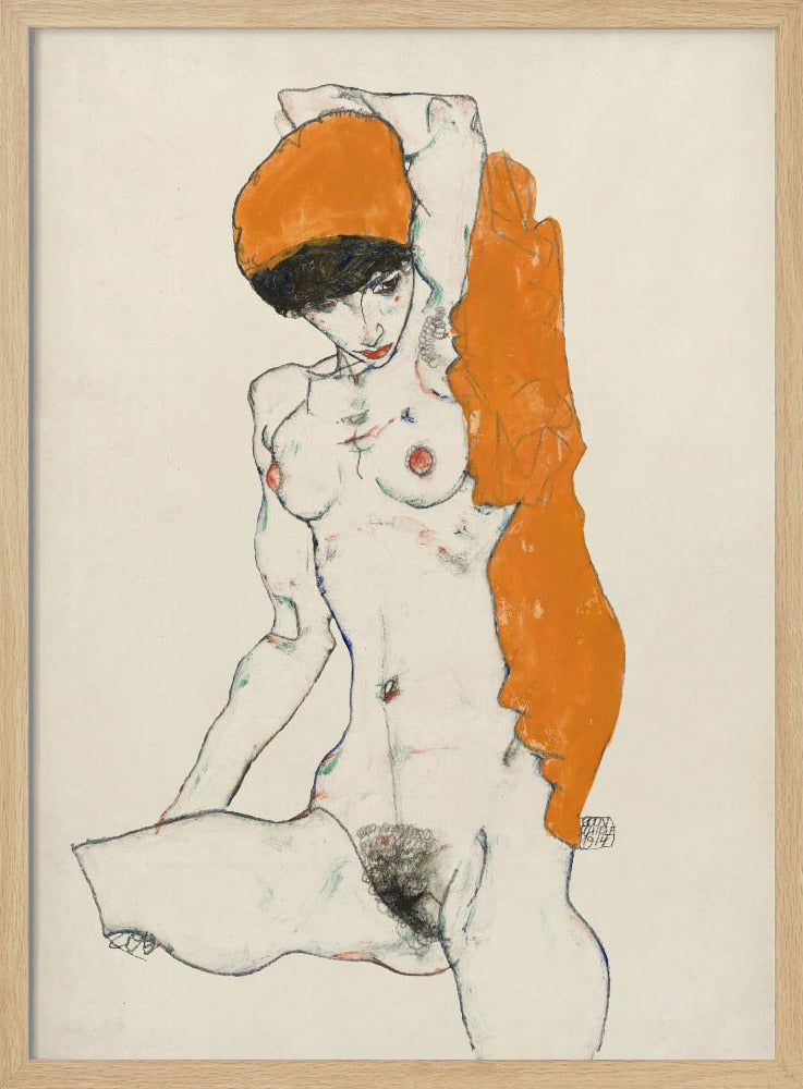 Standing Nude With Orange Drapery 1914 | Poster