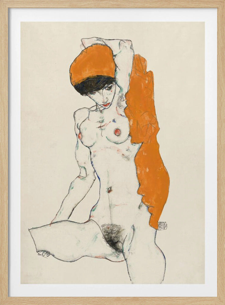 Standing Nude With Orange Drapery 1914 | Poster