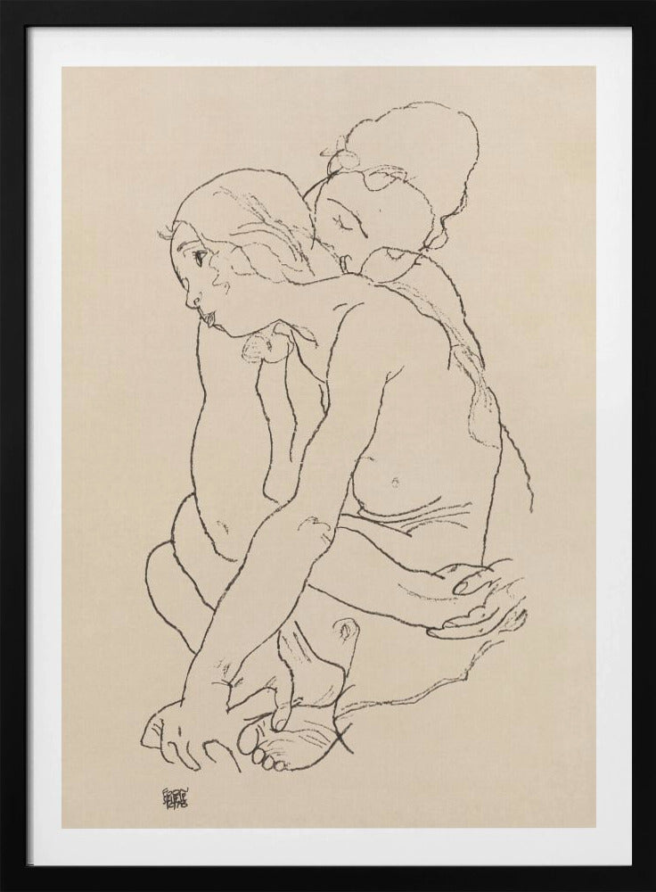 Woman and Girl Embracing 1918 | Poster