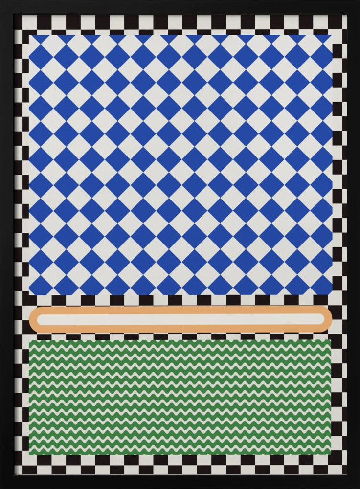 Geometric Pattern With Blue And White Diamonds | Poster