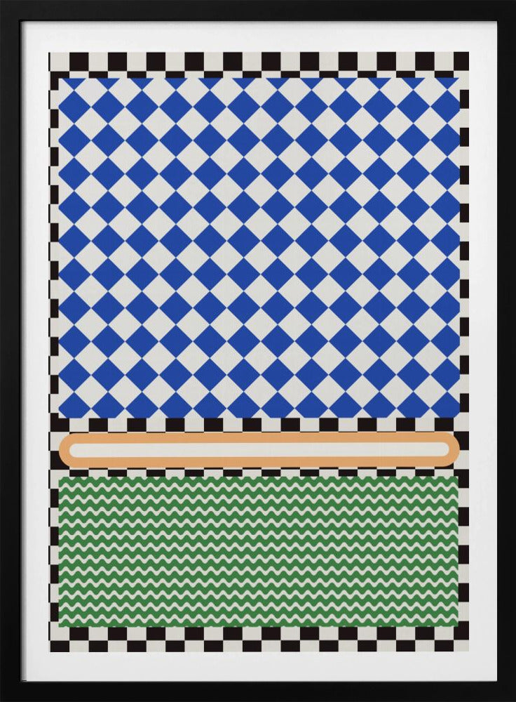 Geometric Pattern With Blue And White Diamonds | Poster