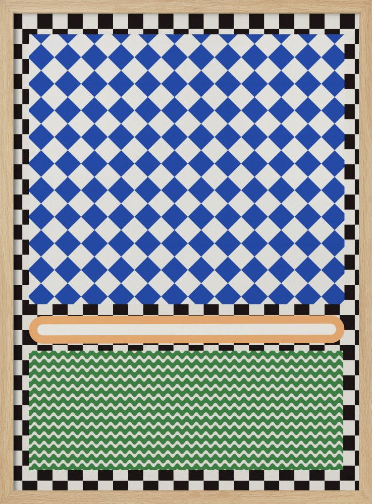 Geometric Pattern With Blue And White Diamonds | Poster