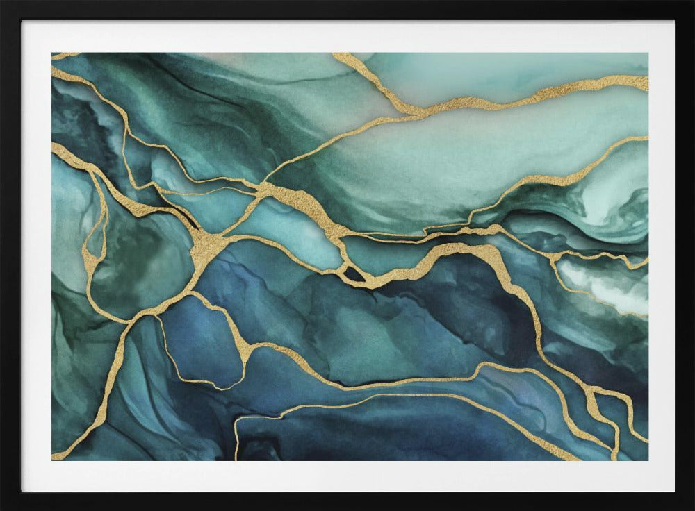 Marble Elegance Teal Gold | Poster