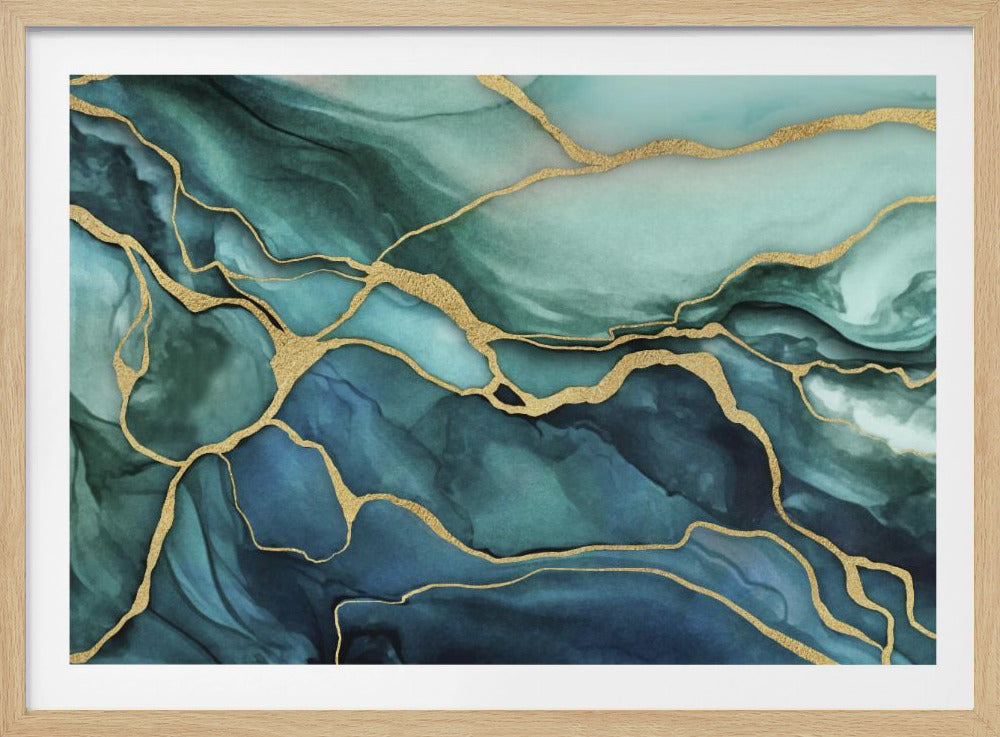 Marble Elegance Teal Gold | Poster
