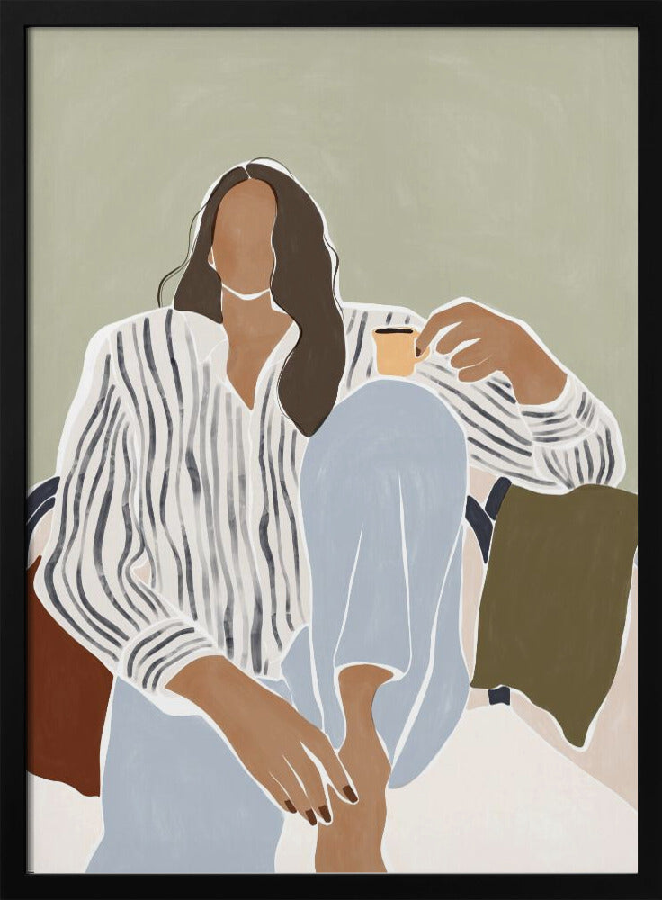 Woman Enjoying a Cup of Espresso | Poster