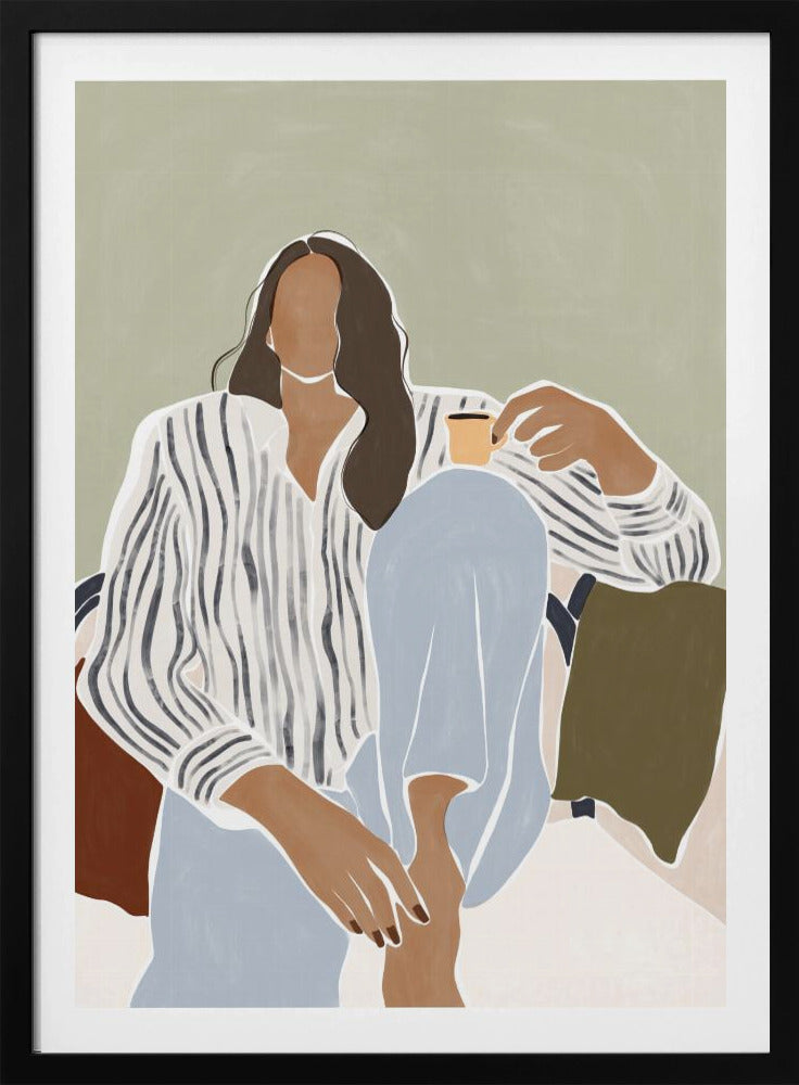 Woman Enjoying a Cup of Espresso | Poster