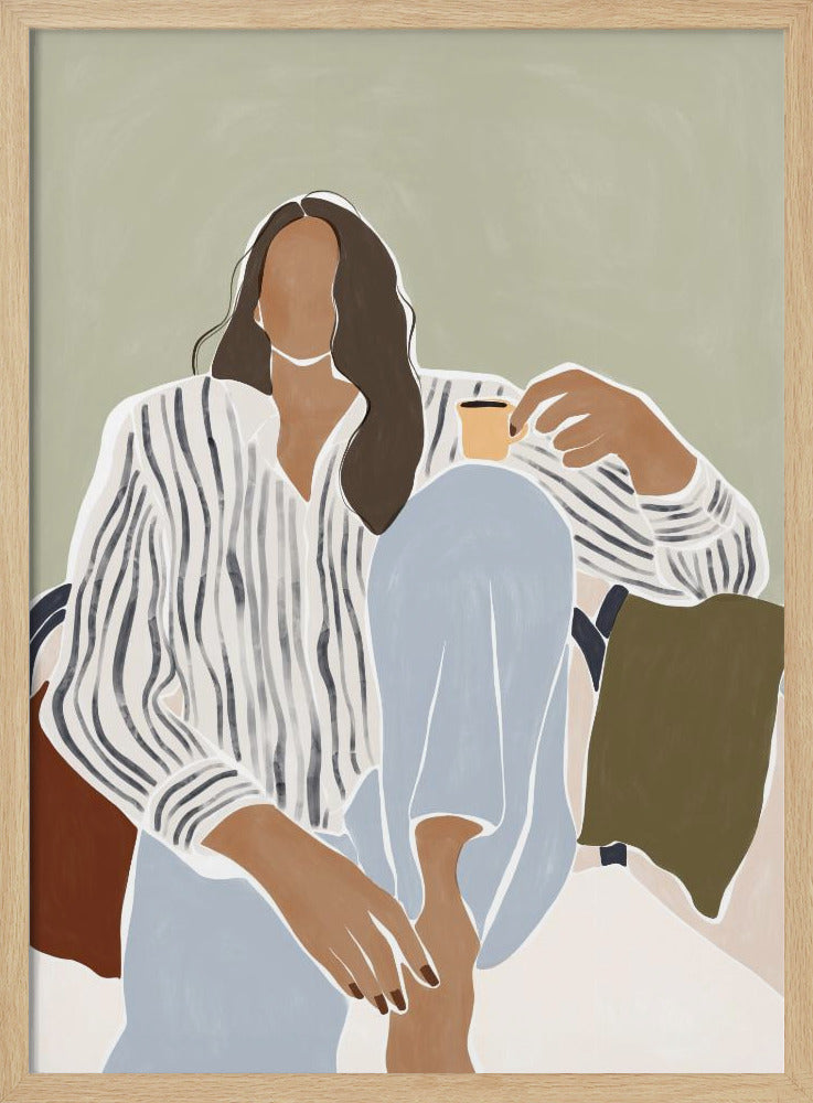 Woman Enjoying a Cup of Espresso | Poster
