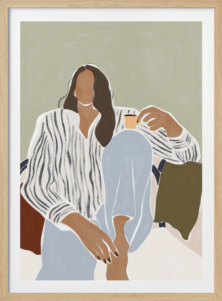 Woman Enjoying a Cup of Espresso | Poster